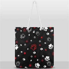 Art Pattern Traces Paw Full Print Rope Handle Tote (large) by pakminggu