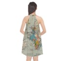 Vintage World Map Halter Neckline Chiffon Dress  View2