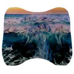 Sea-waves-ocean-water-beach-surf Velour Head Support Cushion by Cowasu