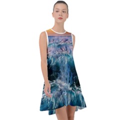 Sea-waves-ocean-water-beach-surf Frill Swing Dress by Cowasu