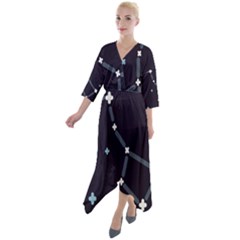 Celebrities-categories-universe-sky Quarter Sleeve Wrap Front Maxi Dress by Cowasu