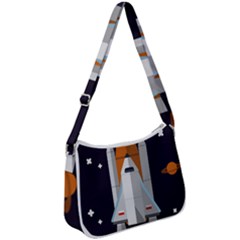 Rocket-space-universe-spaceship Zip Up Shoulder Bag by Cowasu