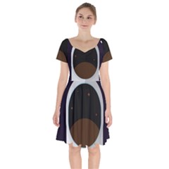 Astronaut-space-astronomy-universe Short Sleeve Bardot Dress by Cowasu