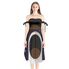 Astronaut-space-astronomy-universe Shoulder Tie Bardot Midi Dress by Cowasu