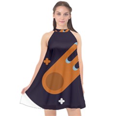 Meteor-meteorite-space-comet Halter Neckline Chiffon Dress  by Cowasu