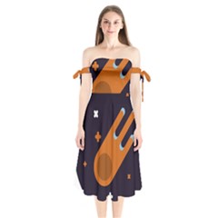 Meteor-meteorite-space-comet Shoulder Tie Bardot Midi Dress by Cowasu