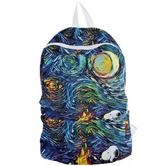 Dog Cartoon Starry Night Print Van Gogh Parody Foldable Lightweight Backpack by Sarkoni