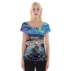 Hollywood Art Starry Night Van Gogh Cap Sleeve Top by Sarkoni