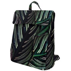 Calathea Leaves Strippe Line Flap Top Backpack by Ravend