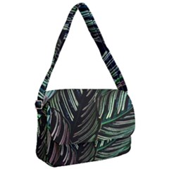 Calathea Leaves Strippe Line Courier Bag by Ravend