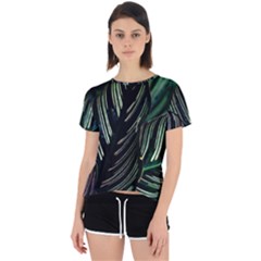 Calathea Leaves Strippe Line Open Back Sport T-shirt by Ravend