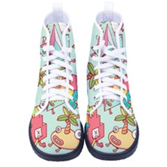 Summer Up Cute Doodle Men s High-top Canvas Sneakers by Bedest