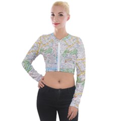 London City Map Long Sleeve Cropped Velvet Jacket by Bedest