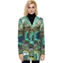 Peacock Feathers Button Up Hooded Coat  View1