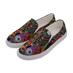 Cute Cartoon Doodle Women s Canvas Slip Ons by Bedest