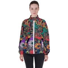 Cute Cartoon Doodle Women s High Neck Windbreaker by Bedest