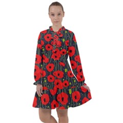 Background Poppies Flowers Seamless Ornamental All Frills Chiffon Dress by Ravend