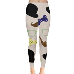 Moustache-hat-bowler-bowler-hat Everyday Leggings  by Ravend