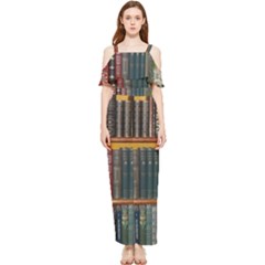 Books-library-bookshelf-bookshop Draped Sleeveless Chiffon Jumpsuit by Ravend