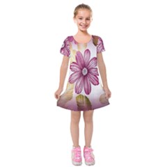 Print-roses Kids  Short Sleeve Velvet Dress by nateshop