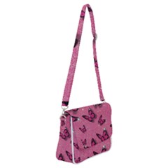 Pink Glitter Butterfly Shoulder Bag With Back Zipper by Ndabl3x