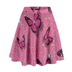 Pink Glitter Butterfly High Waist Skirt by Ndabl3x