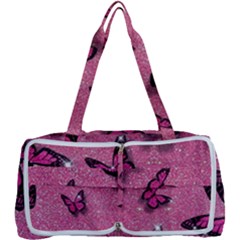 Pink Glitter Butterfly Multi Function Bag by Ndabl3x