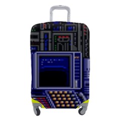 Blue Computer Monitor With Chair Game Digital Art Luggage Cover (small) by Bedest