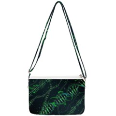 Green And Black Abstract Digital Art Double Gusset Crossbody Bag by Bedest