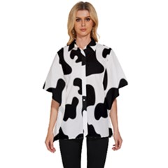 Black And White Cow Print,wallpaper Women s Batwing Button Up Shirt