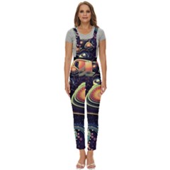 Psychedelic Trippy Abstract 3d Digital Art Women s Pinafore Overalls Jumpsuit by Bedest