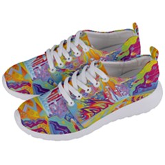 Multicolored Optical Illusion Painting Psychedelic Digital Art Men s Lightweight Sports Shoes by Bedest