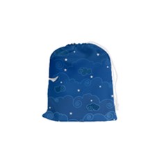 Sky Night Moon Clouds Crescent Drawstring Pouch (small) by Proyonanggan