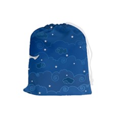 Sky Night Moon Clouds Crescent Drawstring Pouch (large) by Proyonanggan