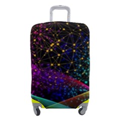 Particles Waves Line Multicoloured Luggage Cover (small) by Proyonanggan