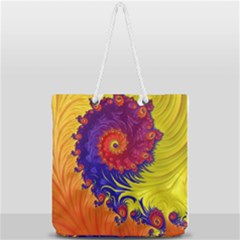 Fractal Spiral Bright Colors Full Print Rope Handle Tote (large) by Proyonanggan