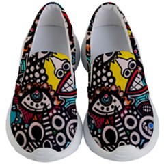 Multicolored Abstract Painting Colorful Kids Lightweight Slip Ons by Grandong