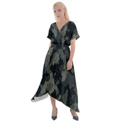 Comouflage,army Cross Front Sharkbite Hem Maxi Dress