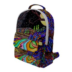 Nature Moon Psychedelic Painting Flap Pocket Backpack (large) by Sarkoni