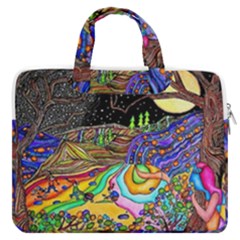 Nature Moon Psychedelic Painting Macbook Pro 16  Double Pocket Laptop Bag  by Sarkoni