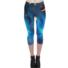 3d Universe Space Star Planet Capri Leggings  by Grandong