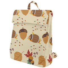 Leaves Foliage Acorns Barrel Flap Top Backpack by Ndabl3x