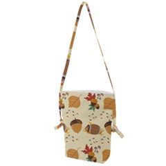 Leaves Foliage Acorns Barrel Folding Shoulder Bag by Ndabl3x