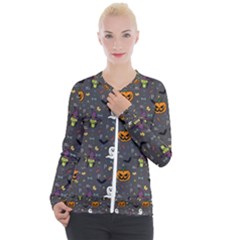 Halloween Bat Pattern Casual Zip Up Jacket by Ndabl3x