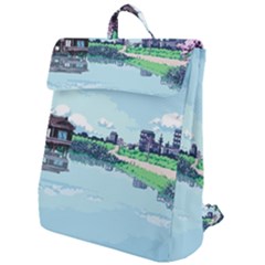 Japanese Themed Pixel Art The Urban And Rural Side Of Japan Flap Top Backpack by Sarkoni