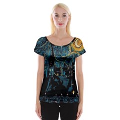 Hogwarts Starry Night Van Gogh Cap Sleeve Top by Sarkoni