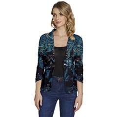 Hogwarts Starry Night Van Gogh Women s One-button 3/4 Sleeve Short Jacket by Sarkoni