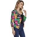 Cats Funny Colorful Pattern Texture Women s Casual 3/4 Sleeve Spring Jacket View3