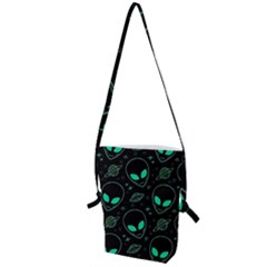 Alien Green Black Pattern Folding Shoulder Bag by Ndabl3x