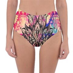 Aztec Flower Galaxy Reversible High-waist Bikini Bottoms